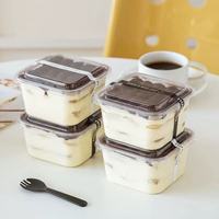 Boîte à tiramisu carrée en plastique rigide haute transparence Huixinghai, conteneur de présentation alimentaire pour sushi, biscuits, pain, mousse, bonbons