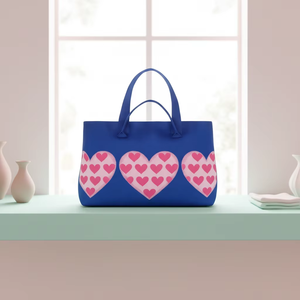 All Seasons Travel Beach & Daily Use Lightweight Knitted Polyester <b>Tote</b> <b>Bag</b> for Women Fashion Lady Custom <b>Printed</b> Heart Pattern - Product Image 1