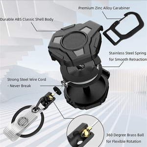 In stock: Laser-engraved triangular pull-tab tactical <b>ID</b> tag roll keychain, steel retractable neck strap card <b>holder</b>. - Product Image 2