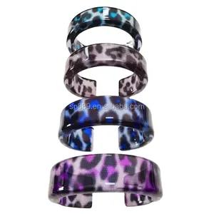 Fashion Jewelry Handmade Acetate Bracelets Leopard Print Transparent Acrylic Bangle Lady's Cuff Jewellery Accessories for Women