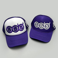 Gorra de Béisbol con Bordado de Letras y Cuernos de Diablo, Estilo Europeo Americano, Primavera-Verano, 6 Paneles, Ajustable, Transpirable, Unisex