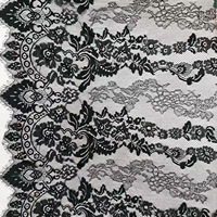 ERKOUMI 150cm Dentelle en nylon délicate pour cils, dentelle Chantilly noire à bord festonné simple pour l'ornementage quotidien des vêtements féminins
