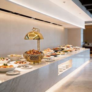 เตาอุ่นอาหารแบบแขวนฝาปิดทรงกลม สแตนเลส 8 ลิตร สีทอง สำหรับโรงแรม ร้านอาหาร - Product Image 2