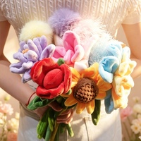 Bouquets de fleurs en peluche faits à la main en gros comme accessoires de décoration ressemblant à des fleurs réelles, cadeau idéal pour la Saint-Valentin