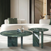 Ensembles de meubles de salon modernes de luxe, table basse en marbre vert du Brésil, table en marbre vert