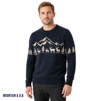 Pull en cachemire à col rond, motif cerf de montagne de Noël, épais, pour l'hiver
