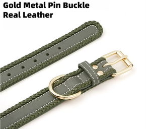 犬の首輪ペット革ソフト本革高級編組ペット犬の首輪カスタマイズ - Product Image 3