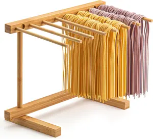 8 बार के साथ लकड़ी का पास्ता सुखाने रैक और पास्ता नूडल्स के लिए स्थानांतरण आसान भंडारण