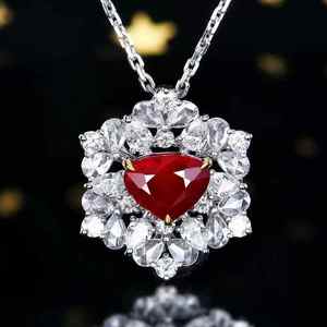 SGARIT Gemstone Jewelry sets for women designer luxury ring pendant <b>Necklace</b> Mozambique Natural <b>Ruby</b> 2.06ct&24pc 1.172ct diamond - Product Image 3