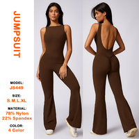 Combinaison de sport pour femme, une pièce, pour la gym, le fitness, la danse, avec effet push-up, pantalon évasé, dos élégant, combinaison de yoga pour l'entraînement