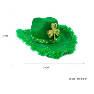 Chapeau de cowboy pour fête de la Saint-Patrick, bord effiloché, trèfle, vert, fête de carnaval, fil argenté, chapeaux de cowgirl nationaux irlandais - Product Image 5
