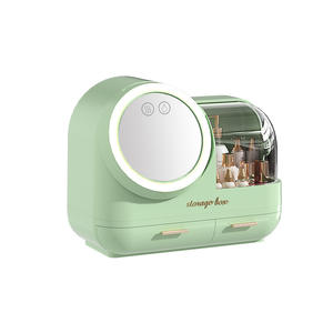 Boîte de rangement cosmétique créative à LED 25L avec tiroirs, organiseur de bureau anti-poussière pour maquillage et produits de soin de la peau - Product Image 4