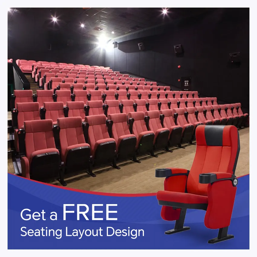 Customized push back movie theater seat cinema seating chair with cup holder