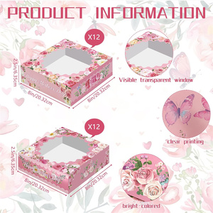 Caja de Galletas para el Día de la Madre con Ventana, Cajas Rosas para Regalo con Ventana, Cajas de Pastelería para el Cumpleaños de Mamá, Artículos para Fiestas - Product Image 3