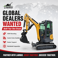 Mini-excavatrice durable LAWNIO 25U avec moteur Kubota D1105, chenilles en acier, commande par joystick, travaux de construction rurale