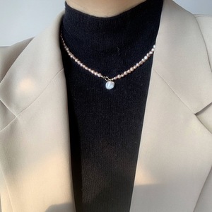 14K Gold-Plated Baroque Natural Pearl <b>Necklace</b> Original <b>Pink</b> Purple Collarbone Chain Niche Design for Autumn Winter Sweaters - Product Image 1