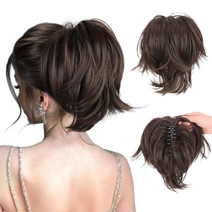 Offre Spéciale postiches pince à griffes fils métalliques pliables extension de queue de cheval courte <span class=keywords><strong>chignon</strong></span> désordonné morceau de <span class=keywords><strong>cheveux</strong></span> <span class=keywords><strong>pour</strong></span> les femmes - Product Image 3