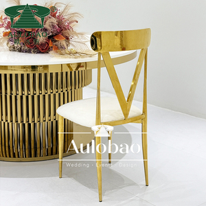 Lujo oro marco de acero inoxidable blanco cojín boda silla evento - Product Image 5