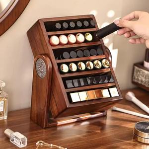 Wooden Lipstick Storage Rack 6 Layer Rotating <b>Desktop</b> Organizer For Makeup Cosmetics Eyeshadow Storage - Product Image 1
