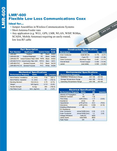 Lần Lò Vi Sóng Hệ Thống Linh Hoạt Thấp Giảm Cân Thông Tin Liên Lạc <span class=keywords><strong>Coax</strong></span> Cable LMR600 - Product Image 6