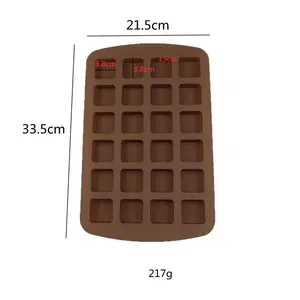 खाद्य ग्रेड सिलिकॉन बर्फ घन ट्रे 24 गुहा वर्ग चॉकलेट मिठाई केक मोल्ड पाक उपकरण B7-99