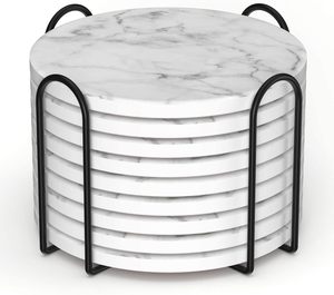 कॉफी टेबल संगमरमर शैली के लिए पेय के लिए सिरेमिक अवशोषक कोस्टर लकड़ी की मेज - Product Image 1