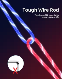 최신 다기능 컬러 순동 편조 실드 데이터 라인 초고속 충전 1M 3-in-1 LED 발광 자석 <span class=keywords><strong>USB</strong></span> 충전 케이블 - Product Image 4