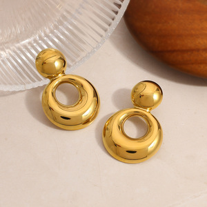 Geometric Hoop <b>Earrings</b> 18k <b>Gold</b> Plated Stainless Steel Stud <b>Earrings</b> Fashion <b>Dangle</b> <b>Earrings</b> - Product Image 4