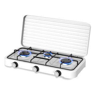 Estufa de <span class=keywords><strong>gas</strong></span> portátil de tres quemadores para camping y cocina doméstica, con cubierta para instalación en mesa - Product Image 4
