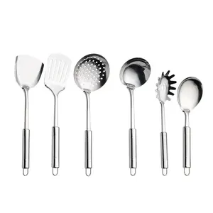 新产品现代家庭烹饪套件炒锅高品质手柄烹饪工具6件厨房不锈钢器皿