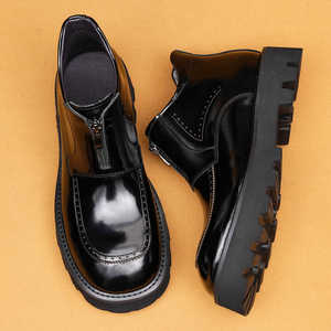 Botas de Hombre de Piel Sintética, Altura al Tobillo, Punta Redonda, Cierre de Cremallera, Suela de Goma Antideslizante, Entresuela de EVA, Color Sólido, Para Todas las Temporadas - Product Image 3
