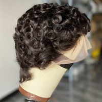 Perruque en cheveux humains bouclés Pixie, douce et respirante, avec dentelle frontale, nouée à la main, pour usage quotidien féminin