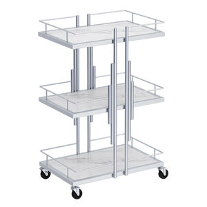 Chariot de rangement roulant moderne <span class=keywords><strong>à</strong></span> 3 niveaux en fer blanc avec 4 roues, étagères <span class=keywords><strong>à</strong></span> motif marbre, chariot professionnel pour salon, salle de bain, spa, maison - Product Image 4