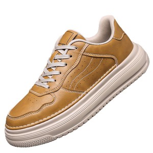 Chaussures de sport pour hommes en cuir microfibre blanc, bout rond, lacets, respirantes, style basket-ball, semelle extérieure en caoutchouc EVA - Product Image 5