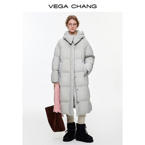 VEGA CHANG Nouvelle veste d'hiver en polaire à capuche pour femmes, manteau long chaud gris, vêtements d'extérieur décontractés avec garniture en fourrure, sac - Product Image 2