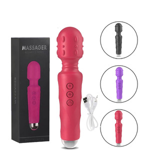 Vibrador en Forma de Varita para Mujeres Maduras, 20 Frecuencias, 8 Velocidades, Potente, de Rosa y Silicona, Impermeable, Recargable por USB - Product Image 1