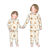 Promo Penjualan 2pcs Set Piyama Anak Musim Dingin Motif Bulan Bintang Bahan Bambu Nyaman Berkualitas Tinggi Buatan Pabrik Cina