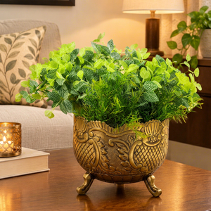 Fancy Hot Antique <b>Brass</b> Aluminum Embossed Flower Vase with <b>Legs</b> Flower Vase Royal Classic Look Fancy Wedding & Home Flower Vase - Product Image 1
