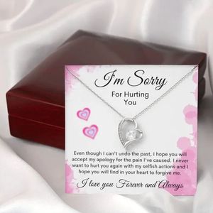 UIONEN Collar Clásico con Colgante de Corazón Plateado 'Lo Siento por Hurtarte' con Tarjeta de Texto Personalizado, Regalo de Perdón y Reconciliación para Parejas - Product Image 2