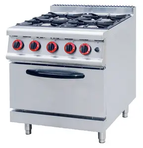 Four burner gas range with oven professional kitchen equipment supplier