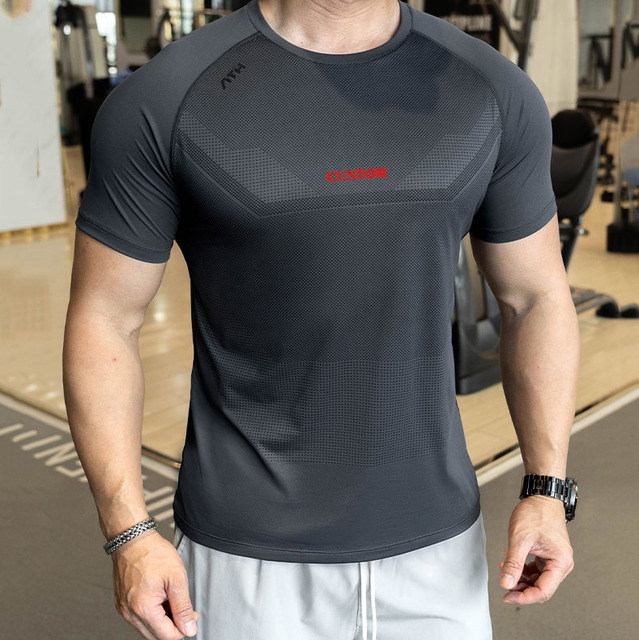 Wholesale Dryfit Athletic Running Sports Wear Compression Gym Men's Muscle Fitness Clothes Polyester Gym t Shirt T Shirts Men