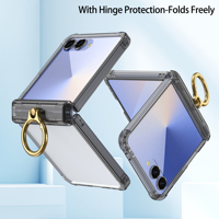 Casing HP Transparan Berkualitas Tinggi dengan Ring Holder dan Pelindung Layar untuk Samsung Z Flip 8 7 6 5 4 3 (Barang Baru)