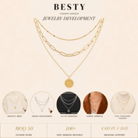 Collier tendance à pendentif disque lettre en acier inoxydable triple couche plaqué or 18 carats avec breloques chaîne à maillons en zircon pour femme – Idéal comme cadeau