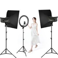 Kit d'éclairage photographique, ensemble de boîtes à lumière LED pour vidéo, anneaux lumineux de 18 pouces, boîtes à lumière photo, support pour diffusion en direct sur Youtube