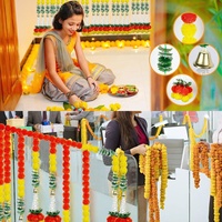 Guirlande de fleurs de marigold artificielles, feuilles vertes, décoration suspendue pour mariages indiens et fêtes, best-seller