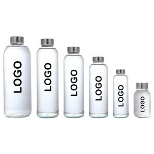 Promotional Custom Glass With Logo Portable Coffee Cup Stainless Steel Aluminum <b>Cover</b> Transparent Water Bottle - Product Image 1