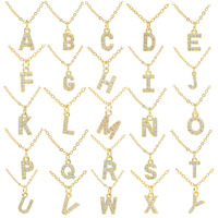 Collar con Colgante de Letra del Alfabeto, Joyería de Moda, 26 Iniciales, Cadena con Dijes de Circonita Cúbica, Regalo para Mujer, Estilo Americano y Europeo, Chapado en Oro de 18K