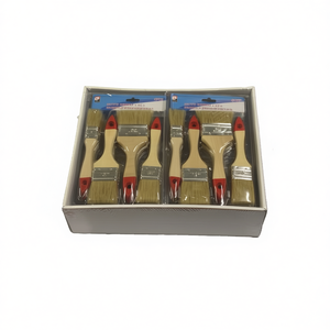 Set di pennelli da pittura 12 pezzi con manico in legno e punta rossa per dipingere e decorare - Product Image 1