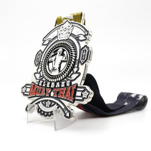 Kunden spezifisches Design 3D Emaille Muay <span class=keywords><strong>Thai</strong></span> Medaillon Souvenir Sport Award Vergoldete Metall Box medaille mit Band - Product Image 2