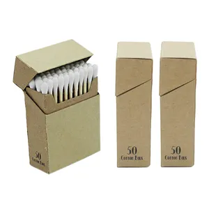 Сертификация FSC биоразлагаемые 50 шт. бамбуковые палочки ватные палочки в бумажной сигаретной коробке для очистки
